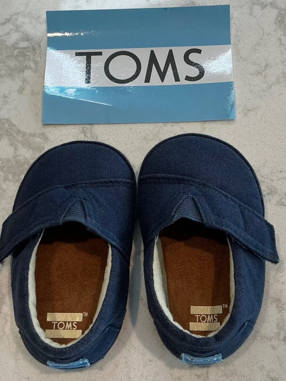 TOMS Booties Shoes Size 3 Navy Blue Canvas Baby Crib Alpargata